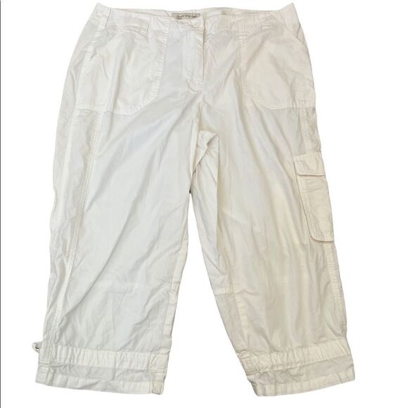 JONES NEW YORK White Casual Cargo Cotton Cropped Wide Leg Capri Pant 12 - Picture 2 of 8